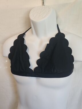 kate spade black swim top with gold logo tag